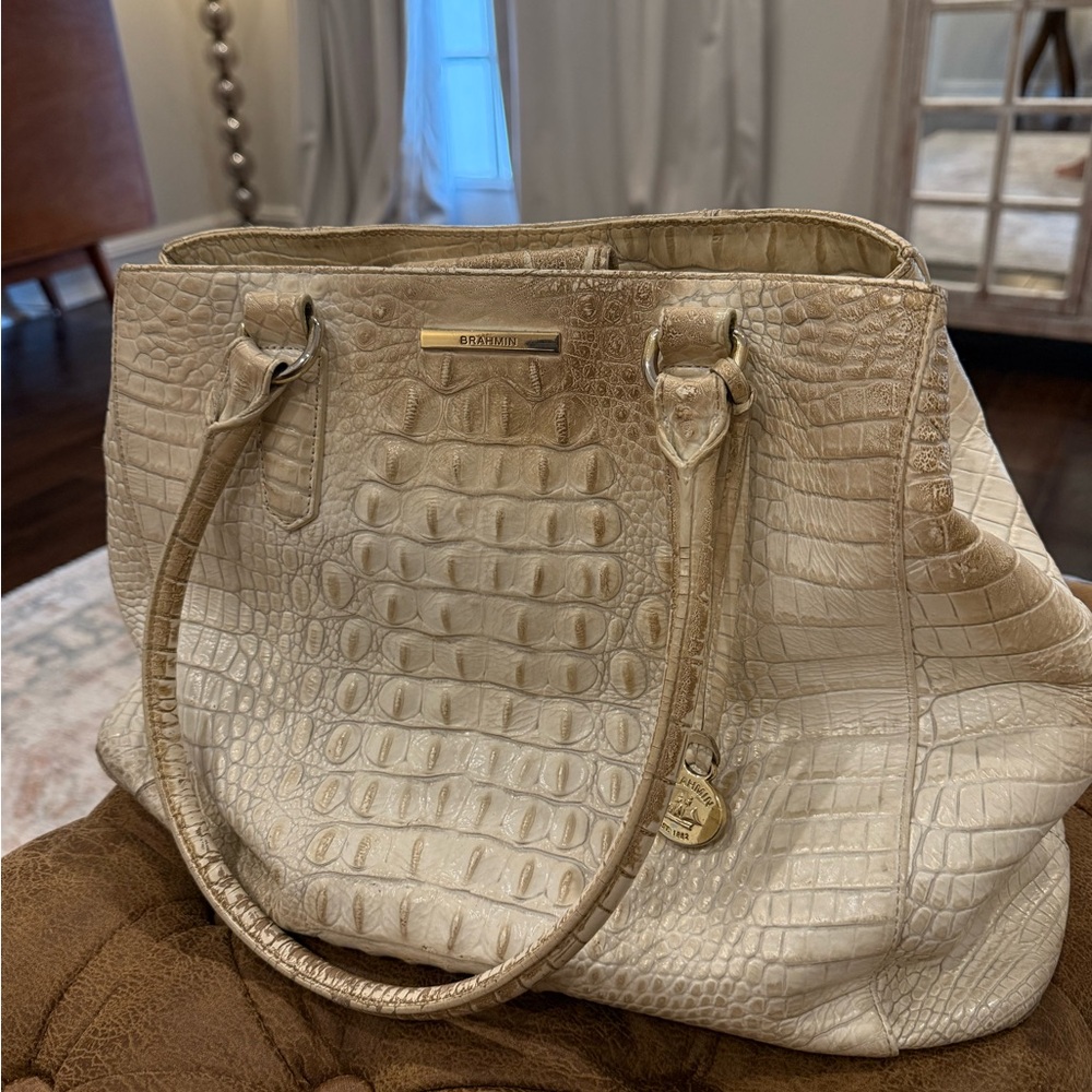 Brahmin Asher  Leather Croc Tote with Gold Accents